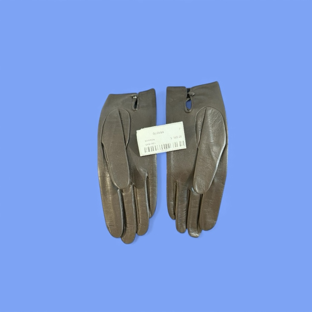 Nwt /Rare / Vintage Perrin Chocolate Brown Calfskin Leather Gloves